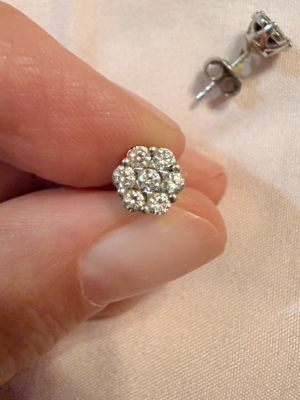 Lab-Grown Diamond 14K White Gold Cluster Stud Earrings